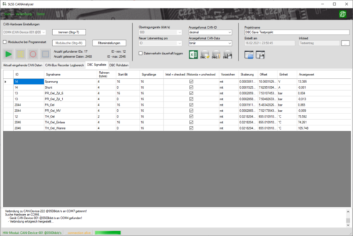 SLSS-CANAnalyser - DBC Datenempfang (17.02.2021)