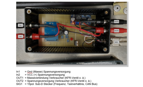 Frequenzgenerator - Anschlüsse auf der Platine