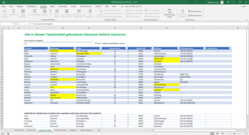 Aufruf der Funktion für das Markieren von Fundstellen mit dem Farbindex 27 (gelb)