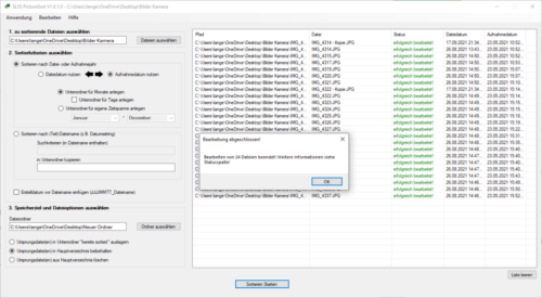 SLSS PictureSort V1.0.1.0 - Sortieren fertiggestellt