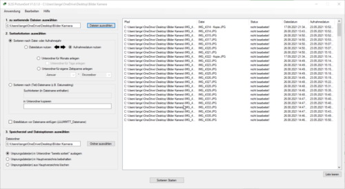 SLSS PictureSort V1.0.1.0 - geladene Bilddateien
