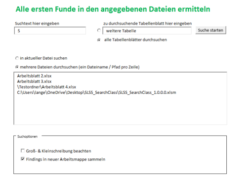 Beispiel für Suche direkt aus dem Tabellenblatt